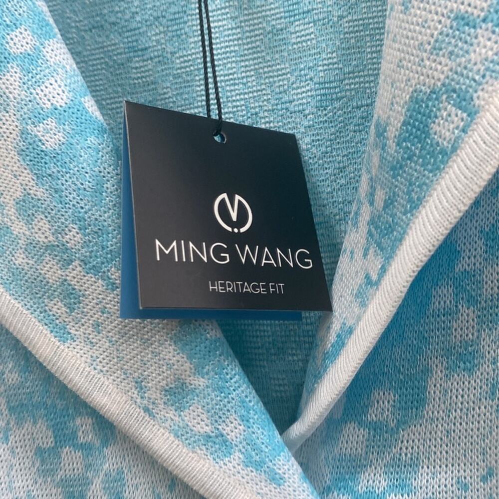 Ming Wang women’s Large NWT Blue and White Geometric Blazer jacket - Picture 2 of 7